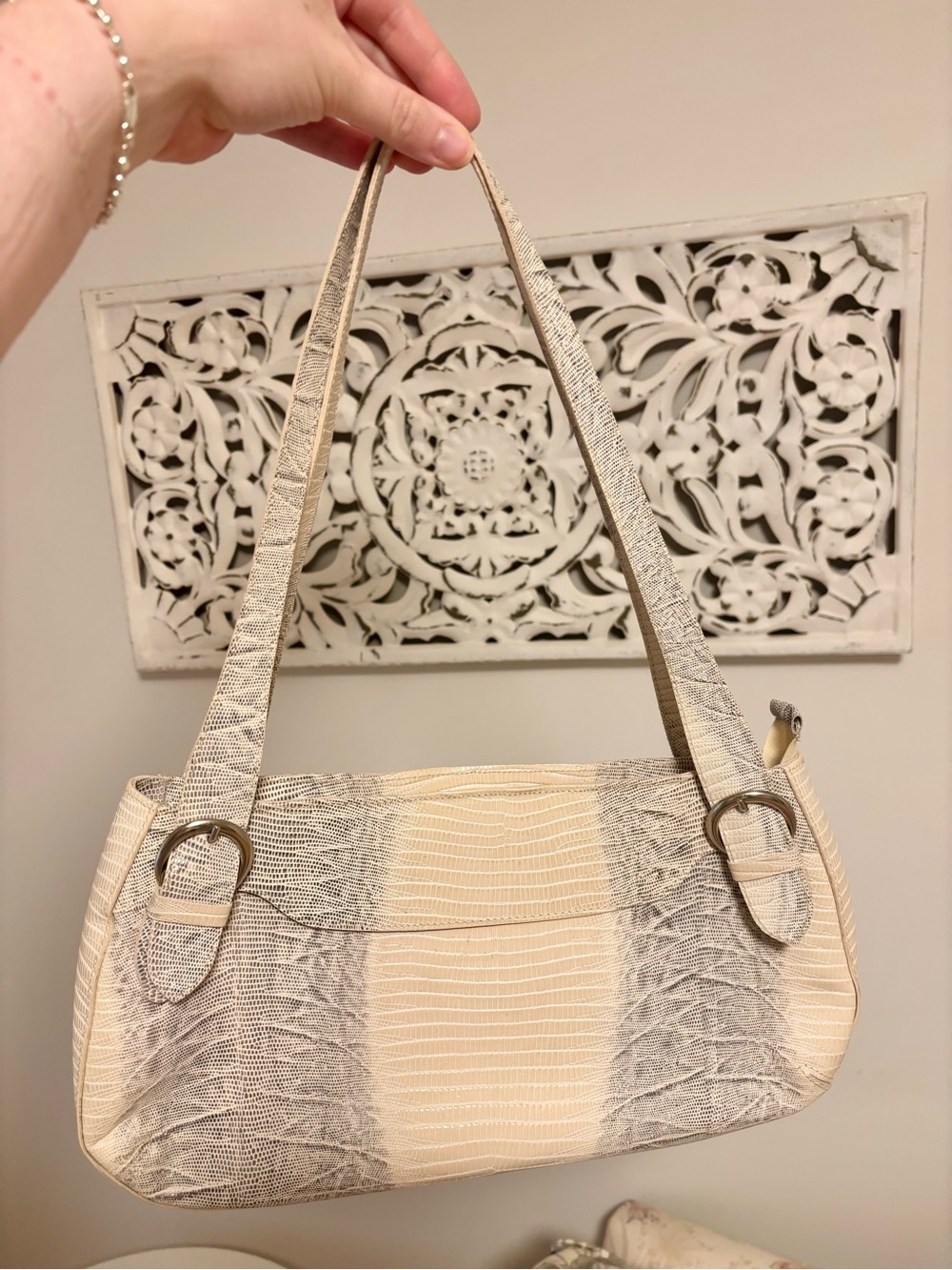 Y2K croc leather shoulder bag